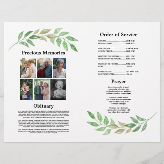Funeral Order of Service Celebrating Life Leaf Flyer (Achterkant)