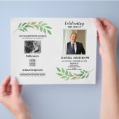 Funeral Order of Service Celebrating Life Leaf Flyer (Hand)