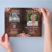 Funeral Order of Service Celebration of Life Peach Flyer (Hand)