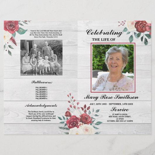 Funeral Order of Service Celebration of Life Rozen Flyer (Voorkant)
