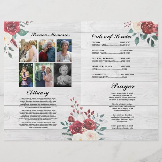 Funeral Order of Service Celebration of Life Rozen Flyer (Achterkant)