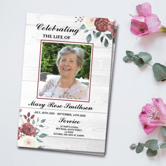 Funeral Order of Service Celebration of Life Rozen Flyer