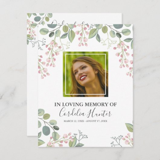 Funeral Order of Service | Elegant roze bloesem (Voorkant / Achterkant)