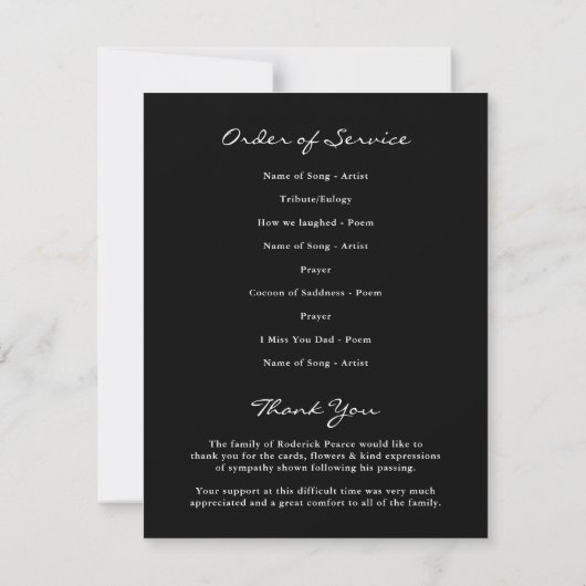 Funeral Order of Service | Elegant Tree Hartelijk  (Achterkant)