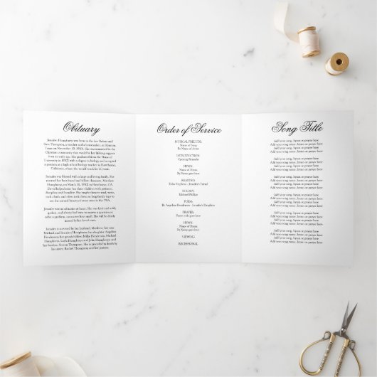 Funeral Order of Service Eulogy Photo Collage Drieluik Uitnodiging (Binnen)