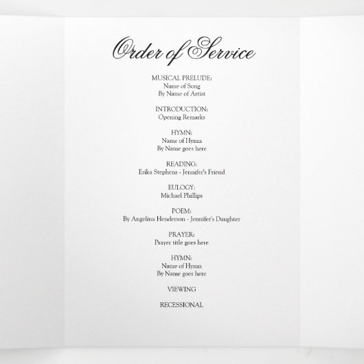 Funeral Order of Service Eulogy Photo Collage Drieluik Uitnodiging (Binnenkant midden)