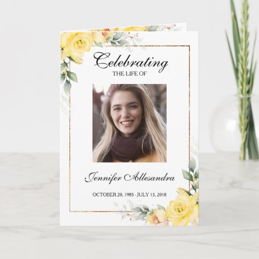 Funeral Order of Service Greenery Memorial Program Programma (Voorkant)