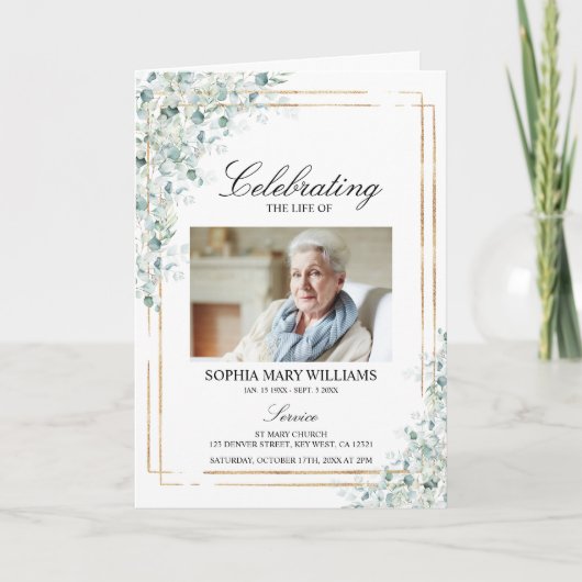 Funeral Order of Service | Greenery Memorial Programma (Voorkant)