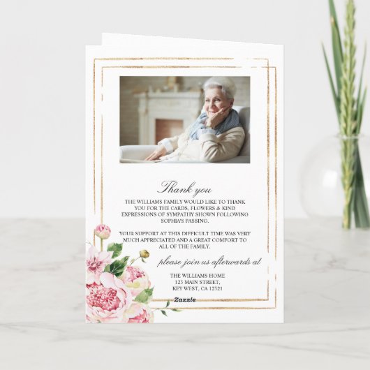 Funeral Order of Service | Herdenking van de roze  Kaart (Achterkant)