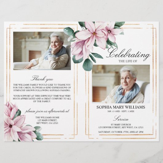 Funeral Order of Service Magnolia Memorial Program (Voorkant)