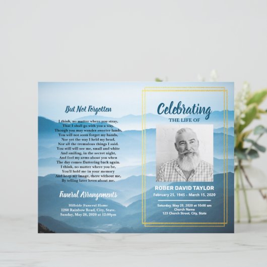 Funeral Order of Service Mountain Memorial Program (Staand voorkant)