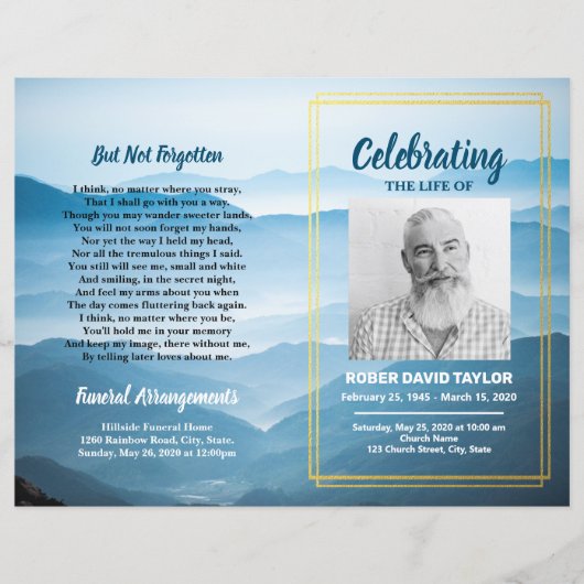 Funeral Order of Service Mountain Memorial Program (Voorkant)