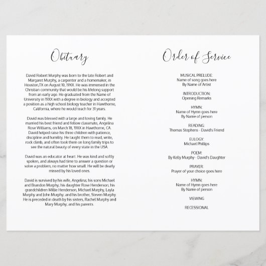 Funeral Order of Service | Photo Memorial Programm (Achterkant)