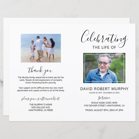 Funeral Order of Service | Photo Memorial Programm (Voorkant / Achterkant)