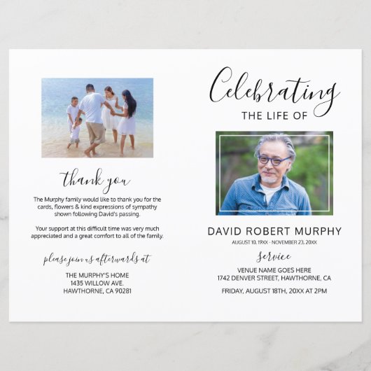 Funeral Order of Service | Photo Memorial Programm (Voorkant)