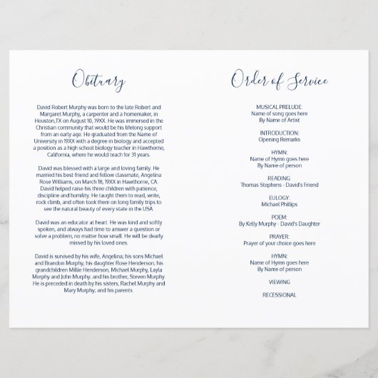 Funeral Order of Service | Photo Memorial Programm (Achterkant)