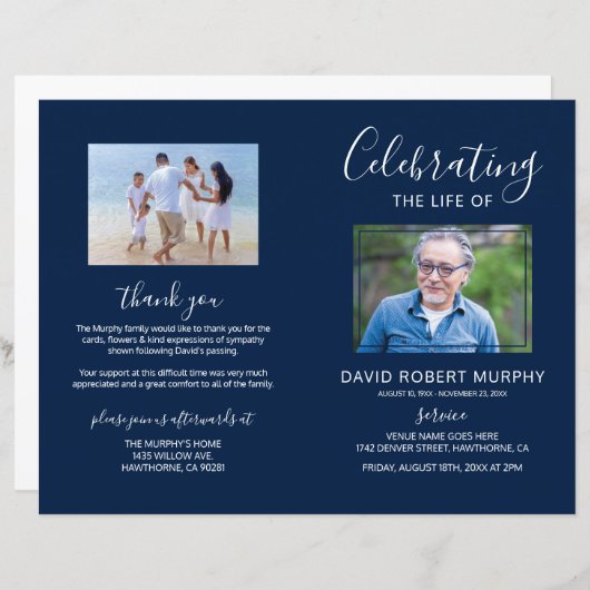 Funeral Order of Service | Photo Memorial Programm (Voorkant / Achterkant)