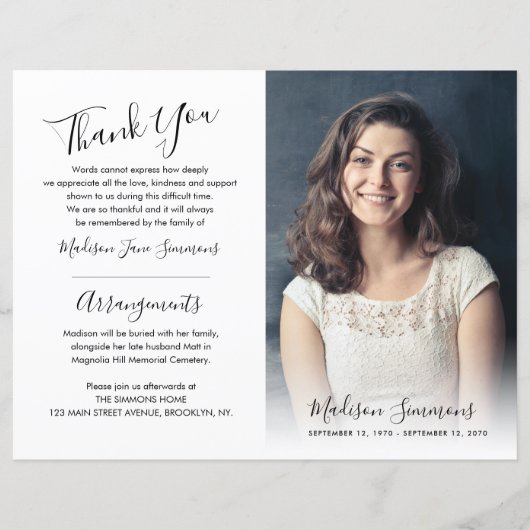 Funeral Order of Service Photo Memorial Programme (Voorkant)