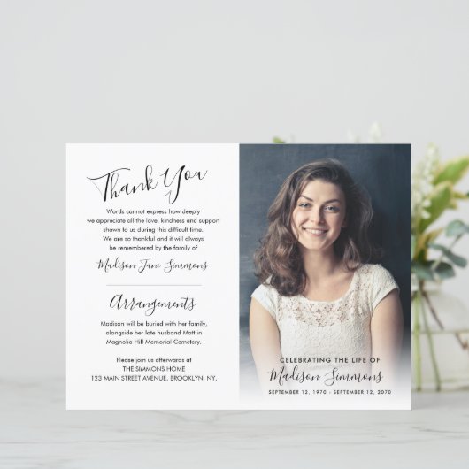 Funeral Order of Service Photo Memorial Programme (Staand voorkant)