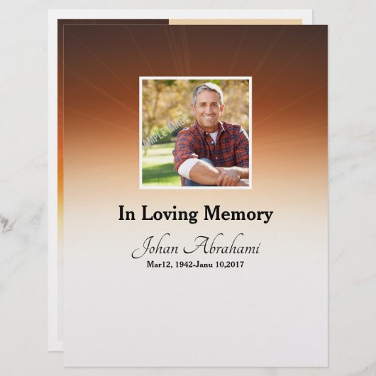 Funeral order of service Program card (Voorkant / Achterkant)