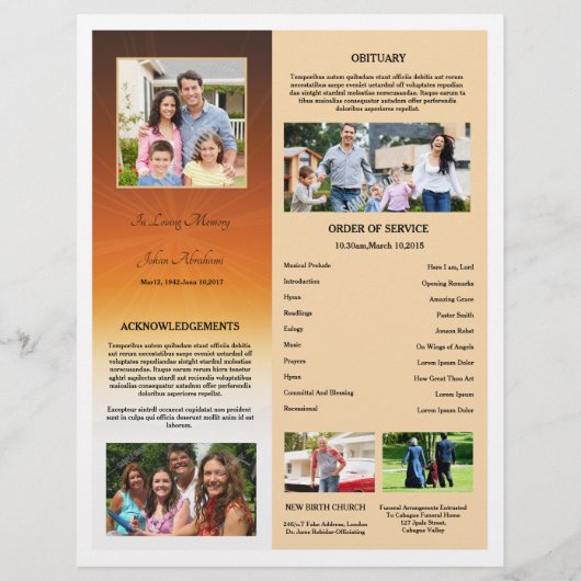 Funeral order of service Program card (Achterkant)