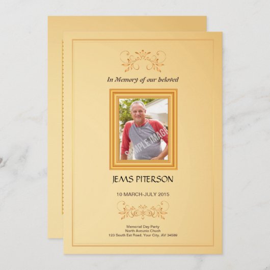 Funeral order of service Program card Aankondiging (Voorkant / Achterkant)