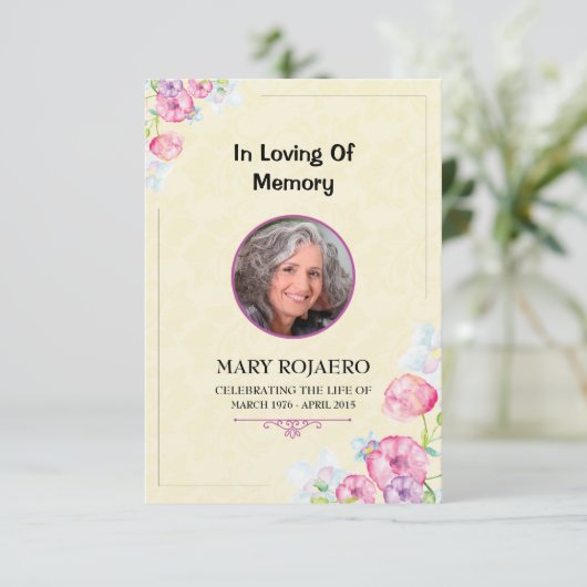 Funeral order of service Program card Kaart (Staand voorkant)