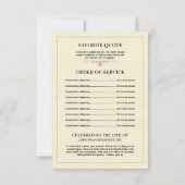 Funeral order of service Program card Kaart (Achterkant)