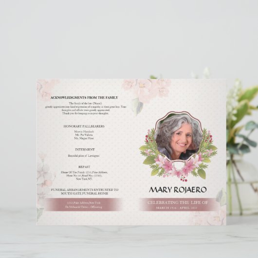 Funeral Order of Service Program Flyer (Staand voorkant)