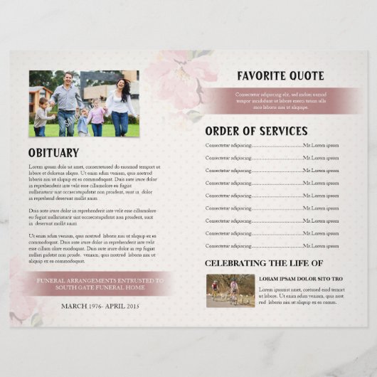 Funeral Order of Service Program Flyer (Achterkant)