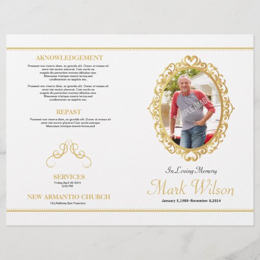 Funeral Order of Service Program Sjabloon Flyer (Voorkant)