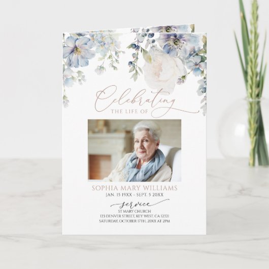 Funeral Order of Service | Programma Floral Memori (Voorkant)