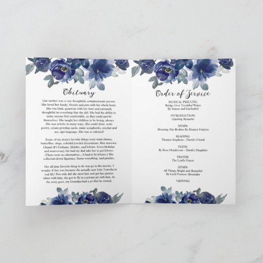 Funeral Order of Service | Programma Floral Memori (Binnen)