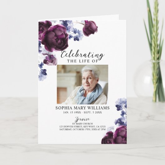 Funeral Order of Service | Programma Floral Memori (Voorkant)