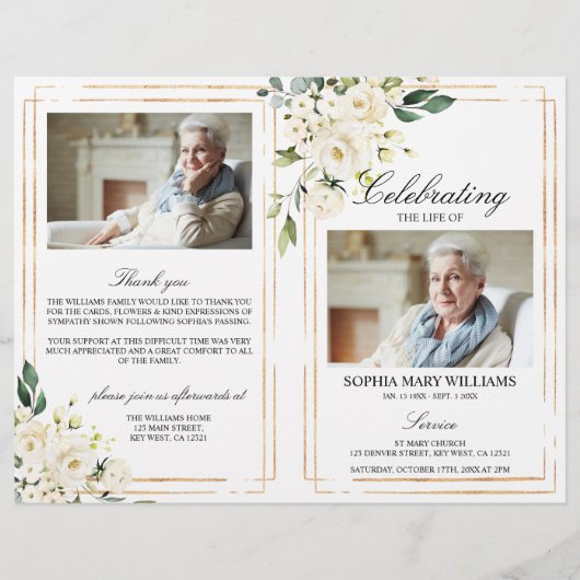 Funeral Order of Service | Programma Floral Memori (Voorkant)