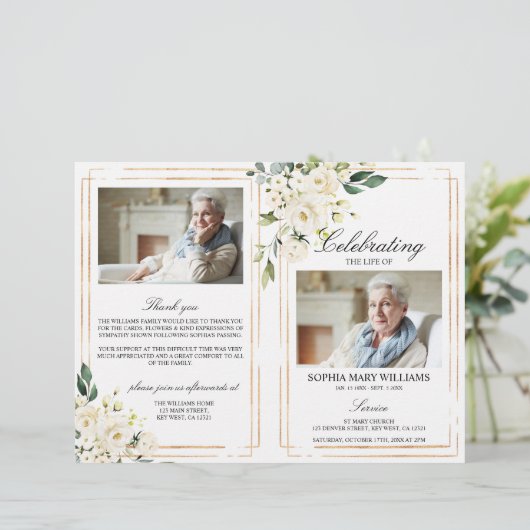 Funeral Order of Service | Programma Floral Memori (Staand voorkant)