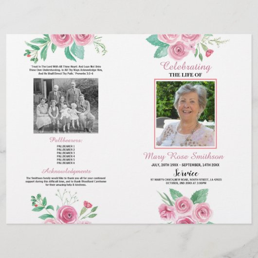 Funeral Order of Service Rozen Celebration of Life Flyer (Voorkant)