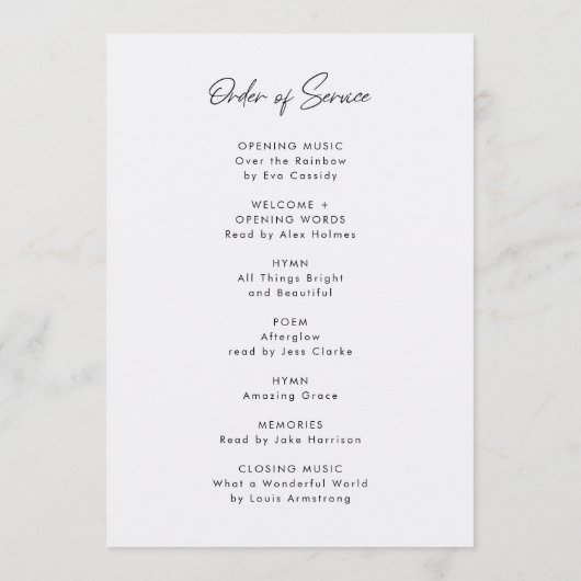 Funeral Order of Service | Viering van het leven Programmakaart (Achterkant)