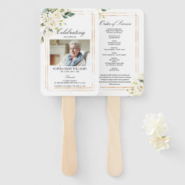 Funeral Order of Service|White Floral Set of Fans Handwaaier