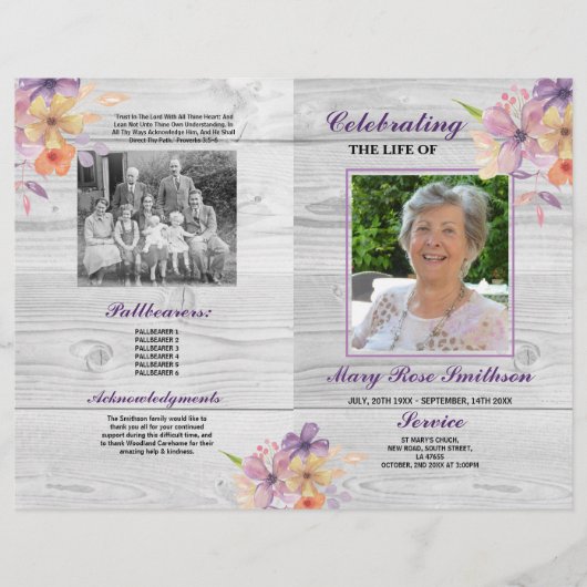 Funeral Order Service Celebration of Life Paars Flyer (Voorkant)