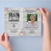 Funeral Order Service Celebration of Life Paars Flyer (Hand)