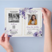 Funeral Order Service Celebration of Life Paars Flyer (Hand)