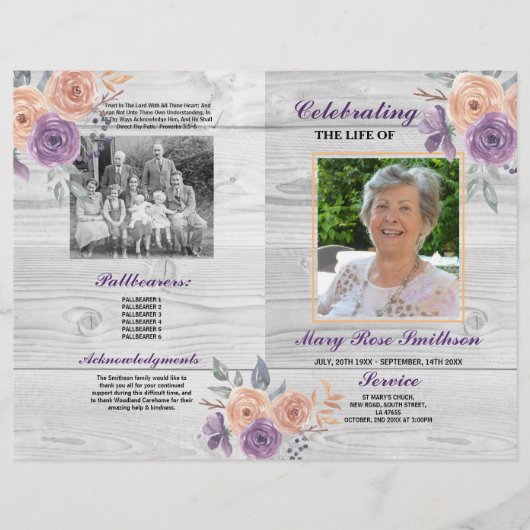 Funeral Order Service Celebration of Life Paars Flyer (Voorkant)