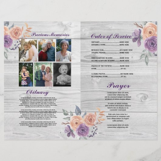 Funeral Order Service Celebration of Life Paars Flyer (Achterkant)