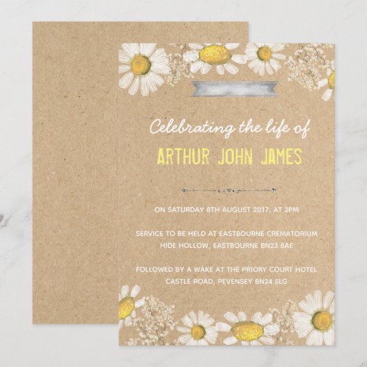 Funeral party-uitnodiging kaart (Voorkant / Achterkant)