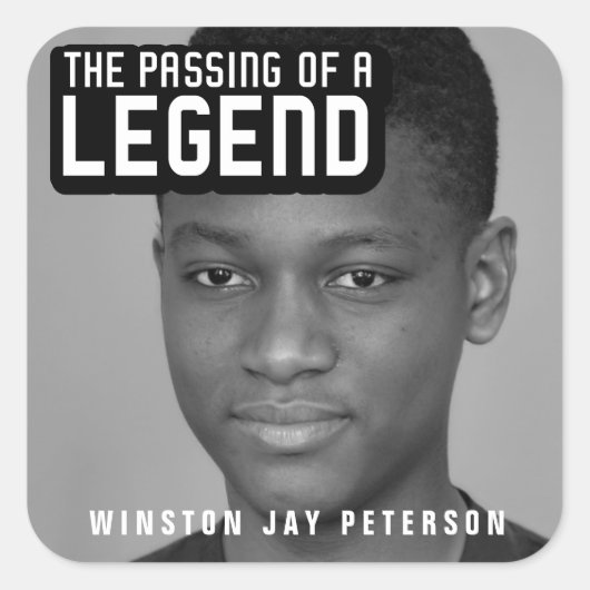 Funeral pass of a legende modern text mono vierkante sticker (Voorkant)