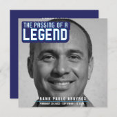 Funeral pass van een legende moderne blauwe gedich bedankkaart (Voorkant / Achterkant)