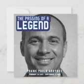 Funeral pass van een legende moderne blauwe gedich bedankkaart (Voorkant)