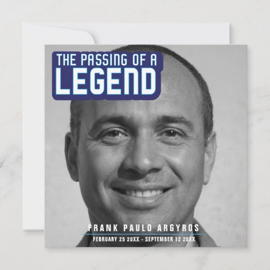 Funeral pass van een legende moderne blauwe gedich bedankkaart (Voorkant)