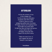 Funeral pass van een legende moderne blauwe gedich visitekaartje (Achterkant)